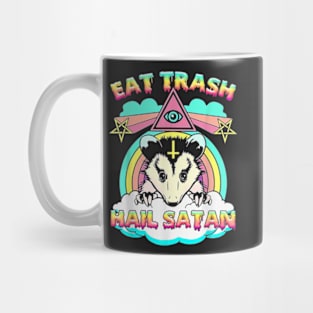 Eat Trash Hail Satan Raccoon Pentagram Satanic Garbage Gang T-Shirt Mug